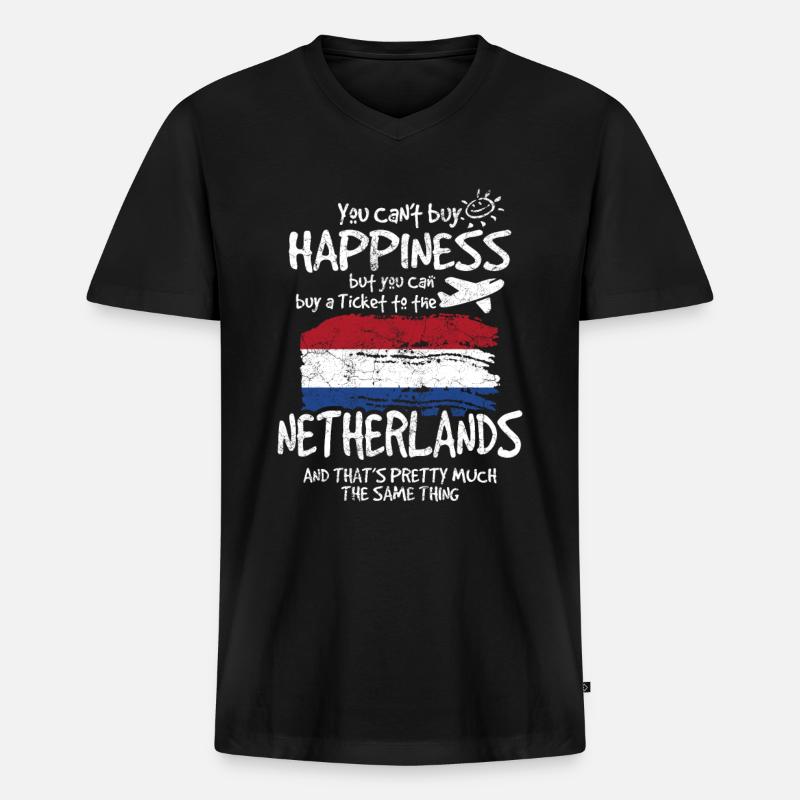 Niederlande - Männer Premium Bio T-Shirt mit V-Ausschnitt - Schwarz
