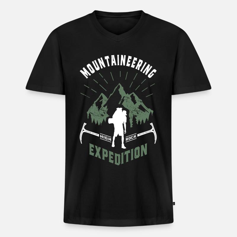 Bergsteigen Kunst - Männer Premium Bio T-Shirt mit V-Ausschnitt - Schwarz