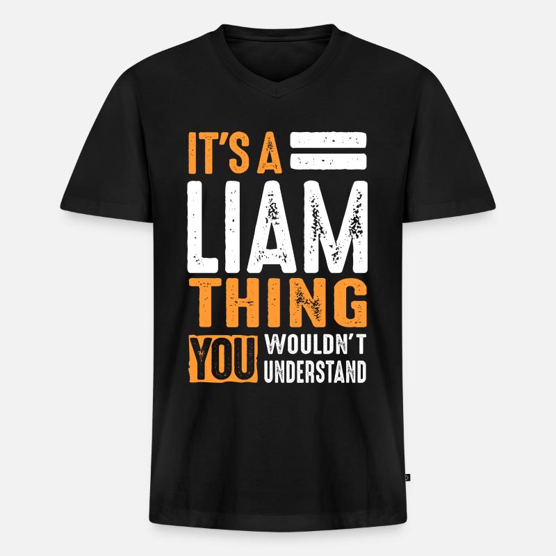 Es ist eine Liam-Sache - Männer Premium Bio T-Shirt mit V-Ausschnitt - Schwarz