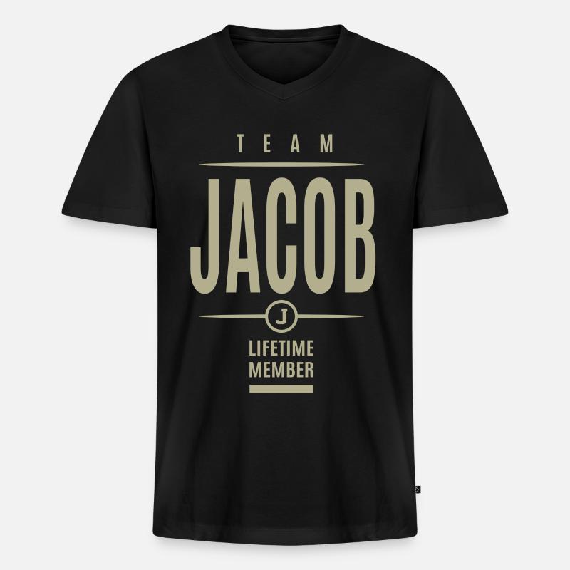 Team Jacob - Männer Premium Bio T-Shirt mit V-Ausschnitt - Schwarz