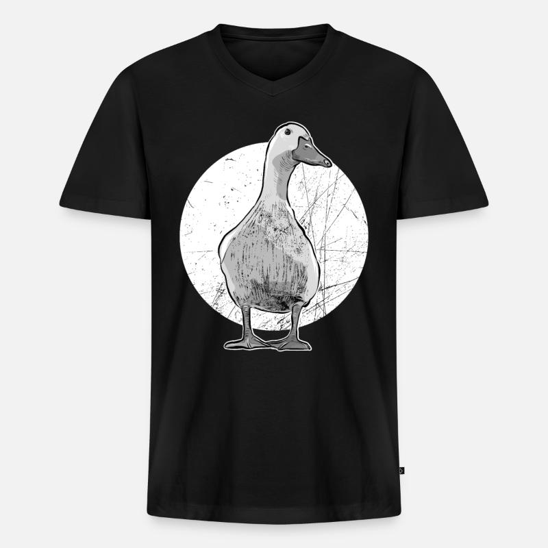 Gans - Männer Premium Bio T-Shirt mit V-Ausschnitt - Schwarz