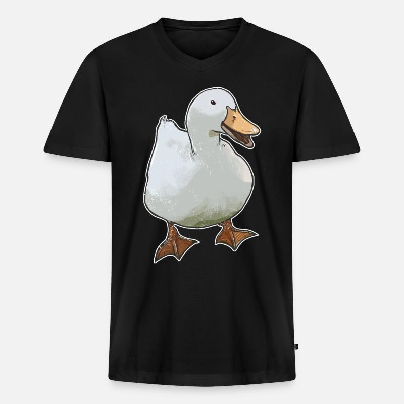 Gans - Männer Premium Bio T-Shirt mit V-Ausschnitt - Schwarz