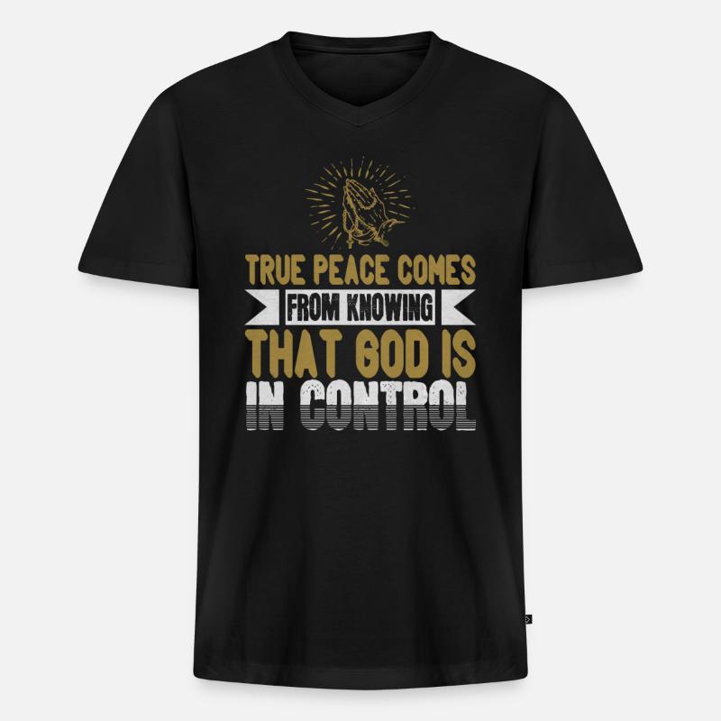 Christlicher Spruch – Evangelisation - Männer Premium Bio T-Shirt mit V-Ausschnitt - Schwarz