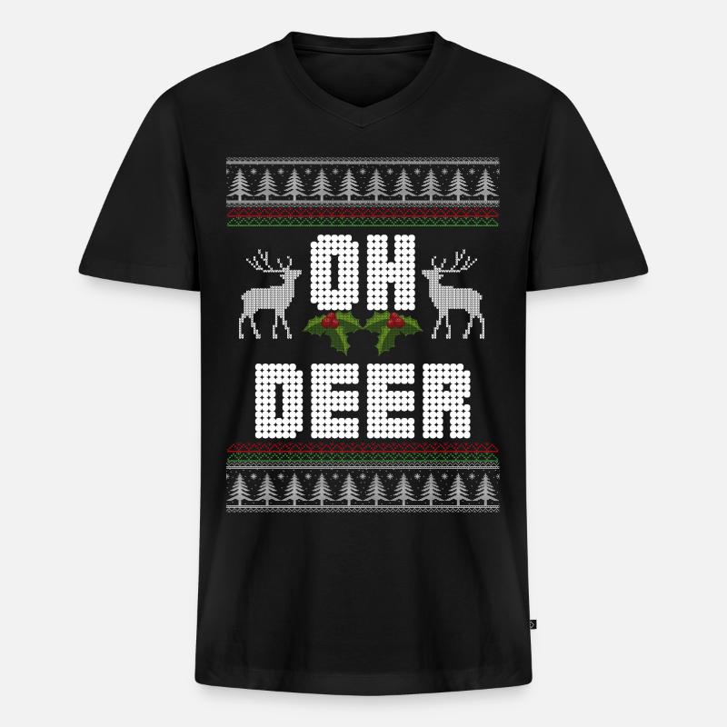 oh hirsch - Männer Premium Bio T-Shirt mit V-Ausschnitt - Schwarz
