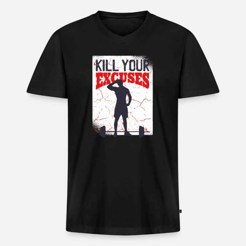 Kill your Excuses - Männer Premium Bio T-Shirt mit V-Ausschnitt - Schwarz