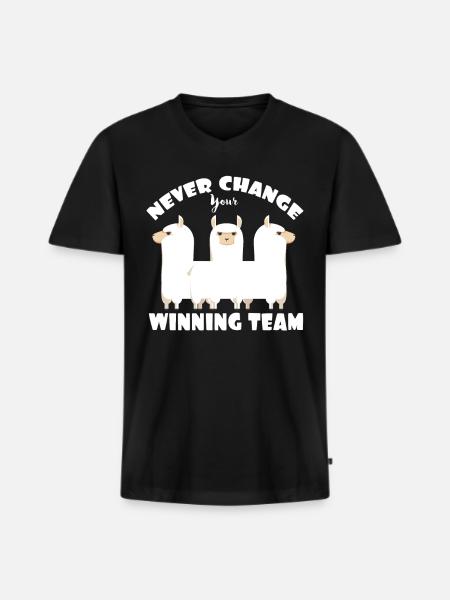 Alpaka Team - Männer Premium Bio T-Shirt mit V-Ausschnitt - Schwarz