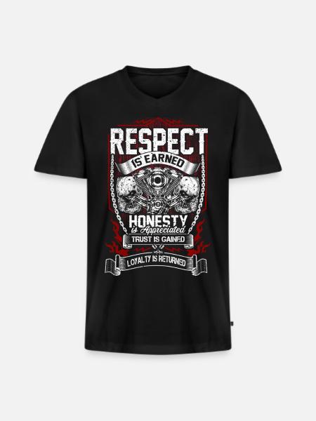 Respect, Honesty, Trust and Loyalty - Men's Premium Organic T-shirt with V-neck - black