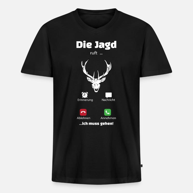 Jagd ruft Geschenk Jäger - Männer Premium Bio T-Shirt mit V-Ausschnitt - Schwarz