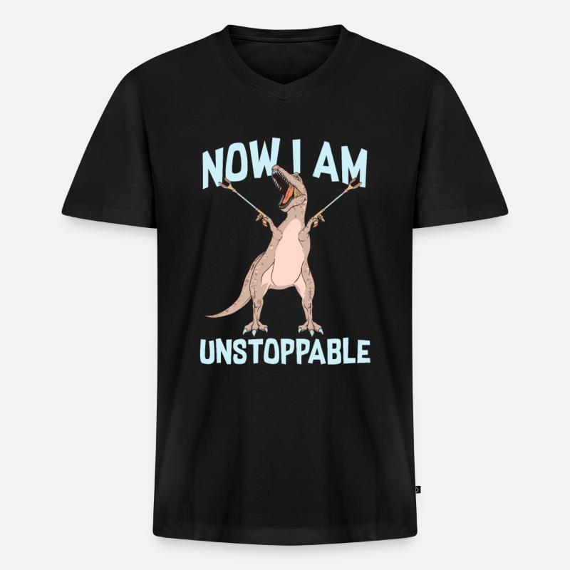 Dinosaurs unstoppable - Männer Premium Bio T-Shirt mit V-Ausschnitt - Schwarz