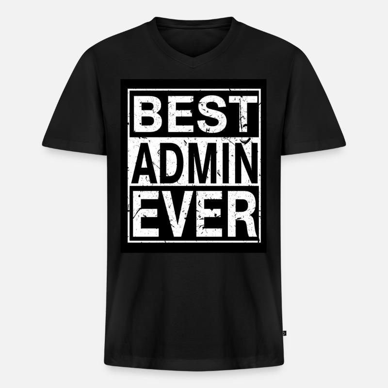 Best Admin ever - Männer Premium Bio T-Shirt mit V-Ausschnitt - Schwarz