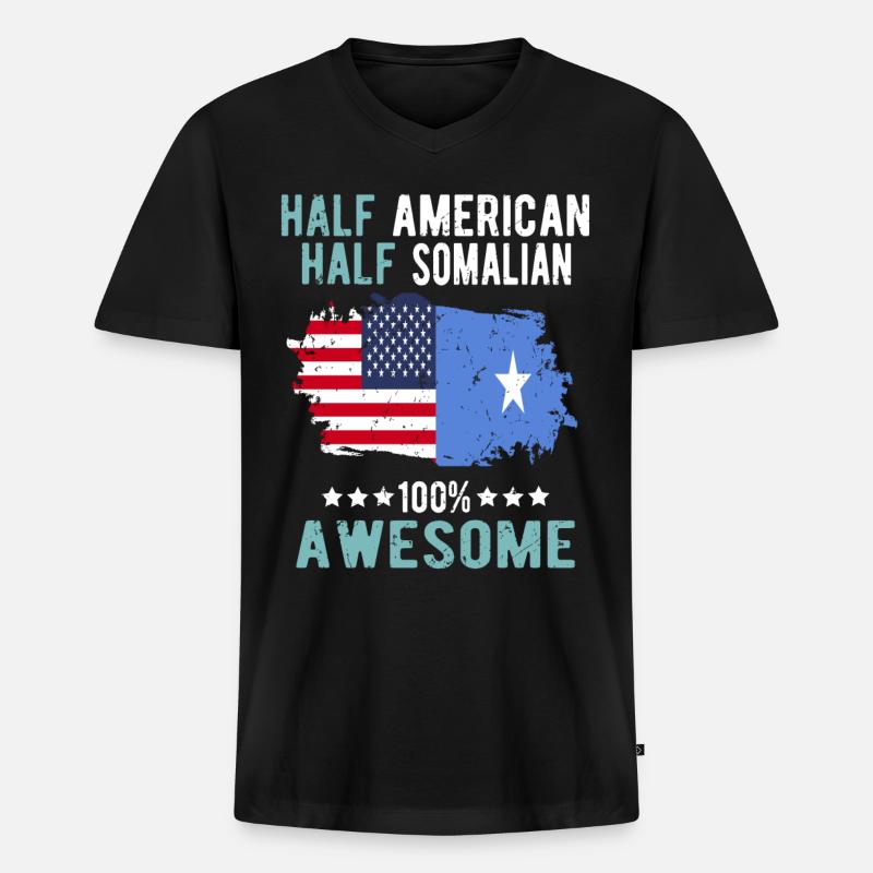 Halb Amerikaner Halb Somalier - Männer Premium Bio T-Shirt mit V-Ausschnitt - Schwarz