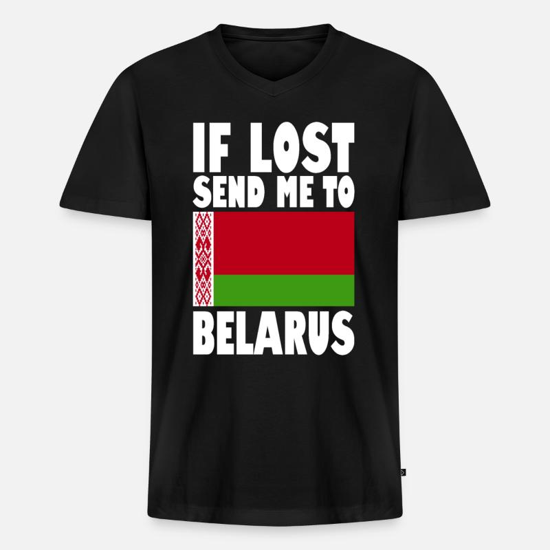 Belarus Flagge Spruch - Männer Premium Bio T-Shirt mit V-Ausschnitt - Schwarz
