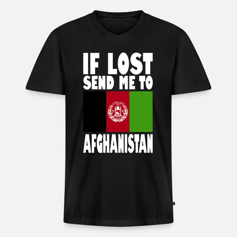 Afghanistan Flagge Spruch - Männer Premium Bio T-Shirt mit V-Ausschnitt - Schwarz