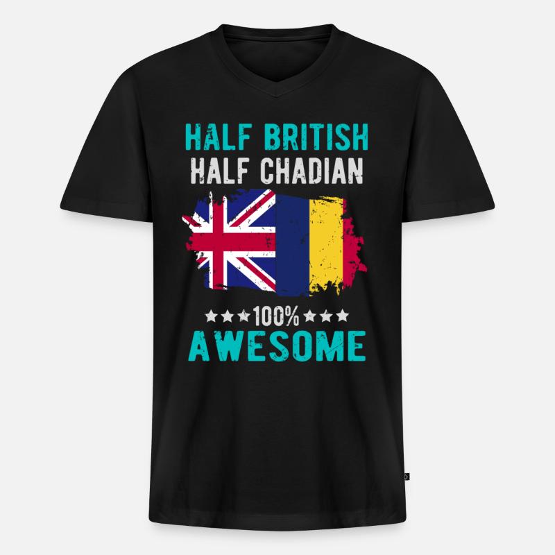 Halb Brite Halb Tschader - Männer Premium Bio T-Shirt mit V-Ausschnitt - Schwarz