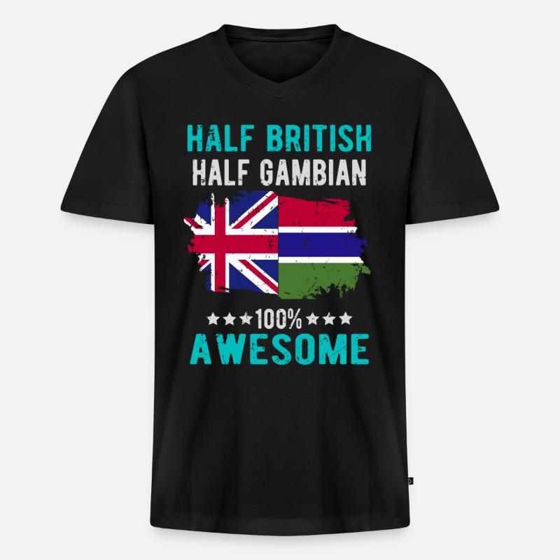 Halb Brite Halb Gambier - Männer Premium Bio T-Shirt mit V-Ausschnitt - Schwarz