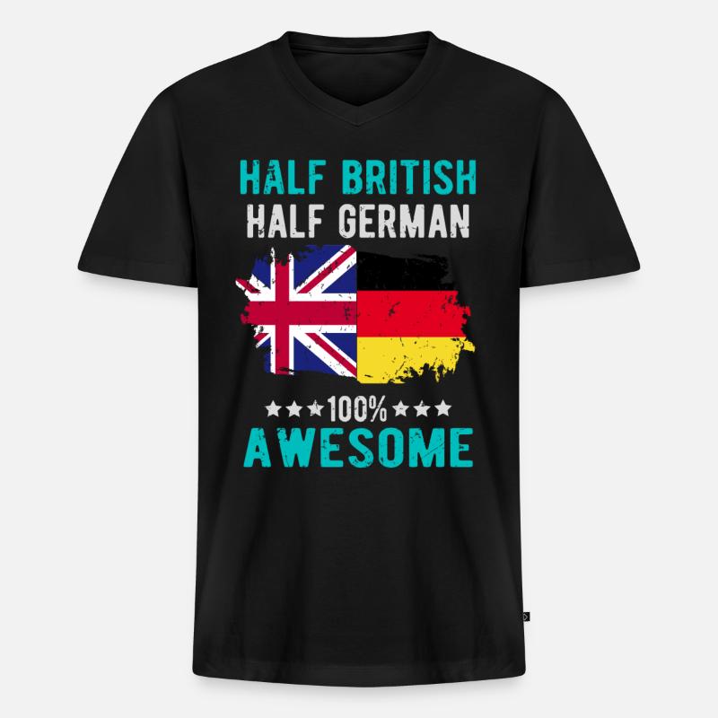 Halb Brite Halb Deutscher - Männer Premium Bio T-Shirt mit V-Ausschnitt - Schwarz