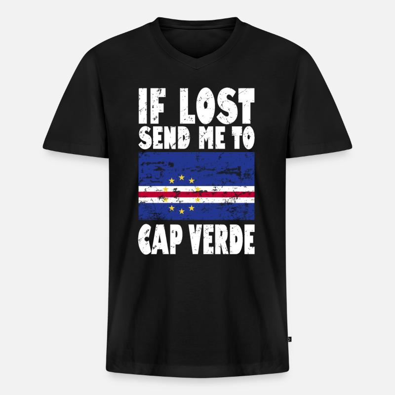 Cap Verde Flagge Spruch - Männer Premium Bio T-Shirt mit V-Ausschnitt - Schwarz