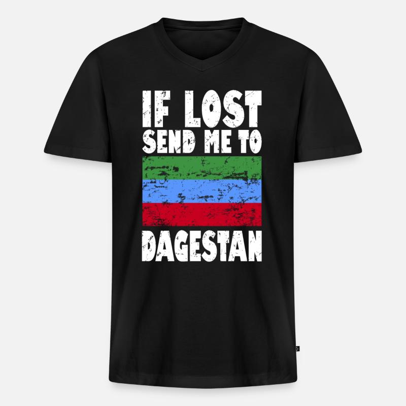 Dagestan Flagge Spruch - Männer Premium Bio T-Shirt mit V-Ausschnitt - Schwarz