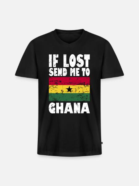 Ghana Flag Saying - Men's Premium Organic T-shirt with V-neck - black