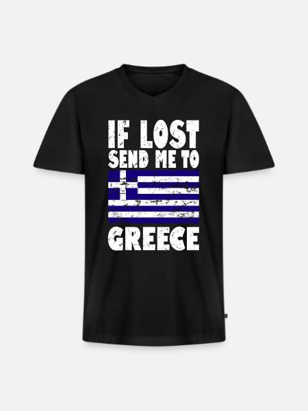 Drapeau de la Grèce - T-shirt encolure en V Premium bio Homme - noir
