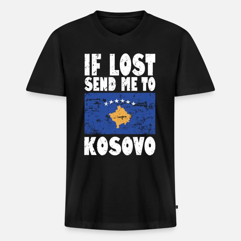 Kosovo Flagge Spruch - Männer Premium Bio T-Shirt mit V-Ausschnitt - Schwarz