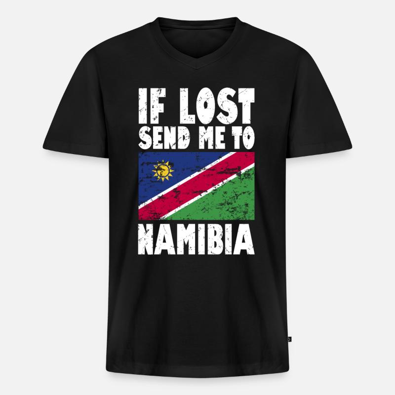 Namibia Flagge Spruch - Männer Premium Bio T-Shirt mit V-Ausschnitt - Schwarz