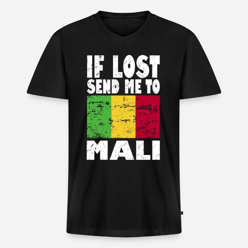 Mali Flagge Spruch - Männer Premium Bio T-Shirt mit V-Ausschnitt - Schwarz