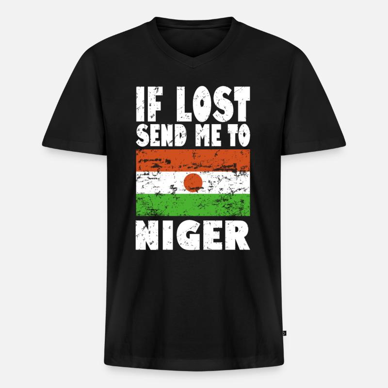 Niger Flagge Spruch - Männer Premium Bio T-Shirt mit V-Ausschnitt - Schwarz