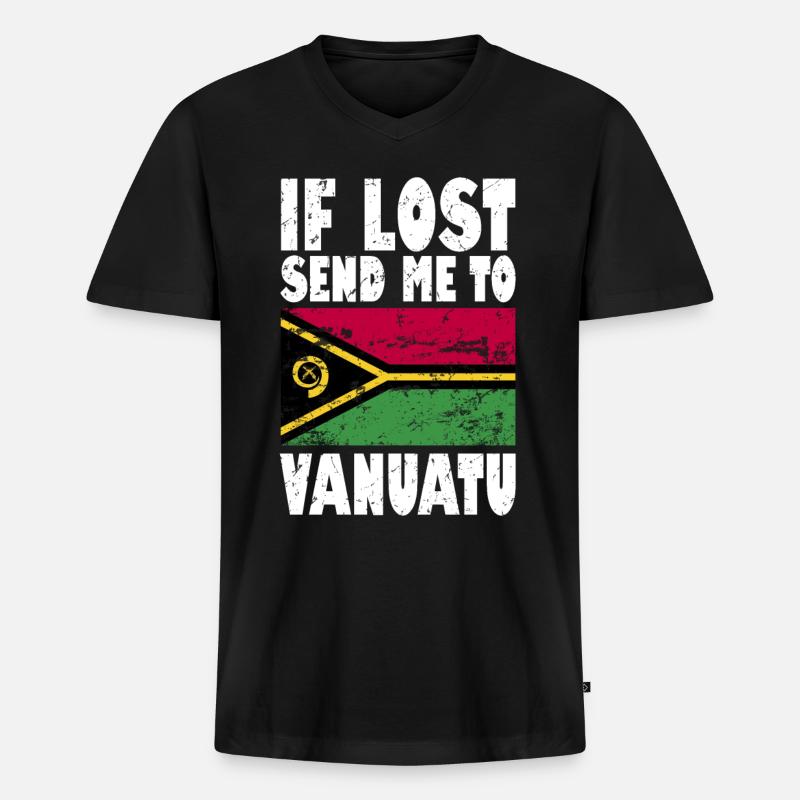 Vanuatu Flagge Spruch - Männer Premium Bio T-Shirt mit V-Ausschnitt - Schwarz