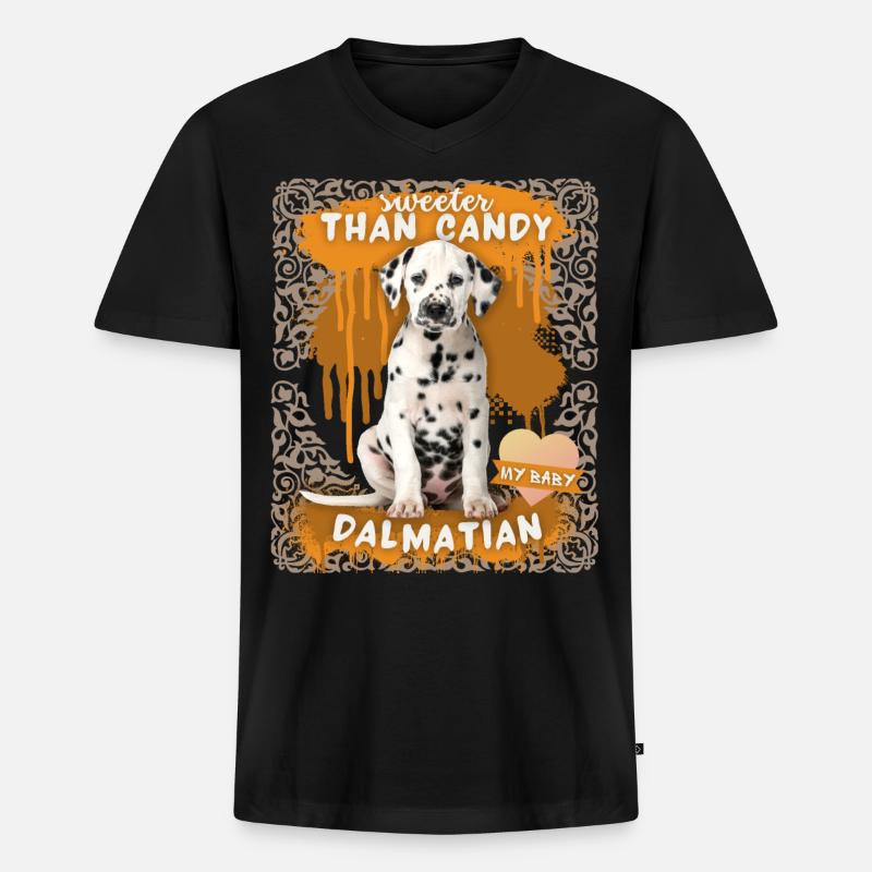Dalmatiner, Hund, lustiger Spruch - Männer Premium Bio T-Shirt mit V-Ausschnitt - Schwarz