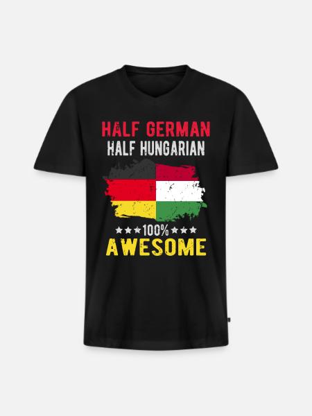 Half German Half Hungarian - Men's Premium Organic T-shirt with V-neck - black