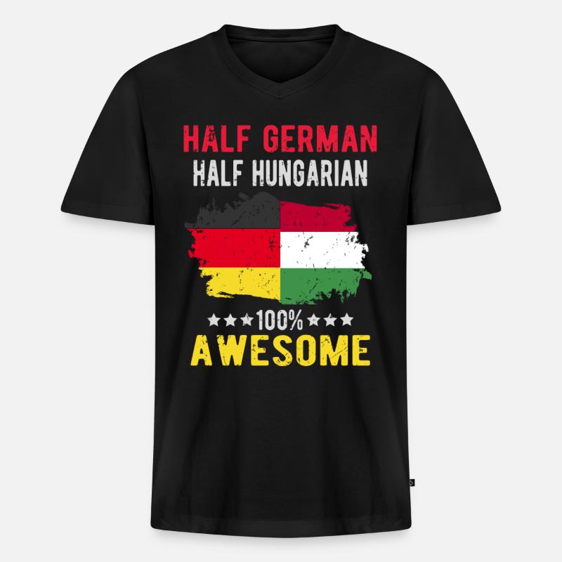 Half German Half Hungarian - Men's Premium Organic T-shirt with V-neck - black