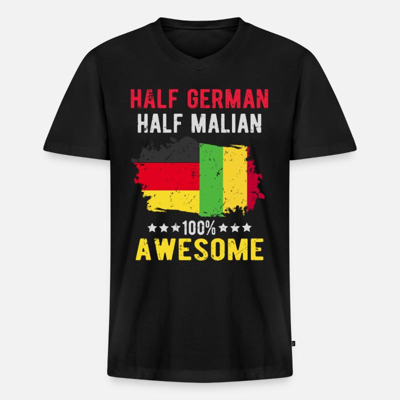 Halb Deutsch Halb Malier - Männer Premium Bio T-Shirt mit V-Ausschnitt - Schwarz