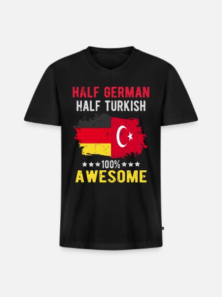 Half German half Turk - Men's Premium Organic T-shirt with V-neck - black