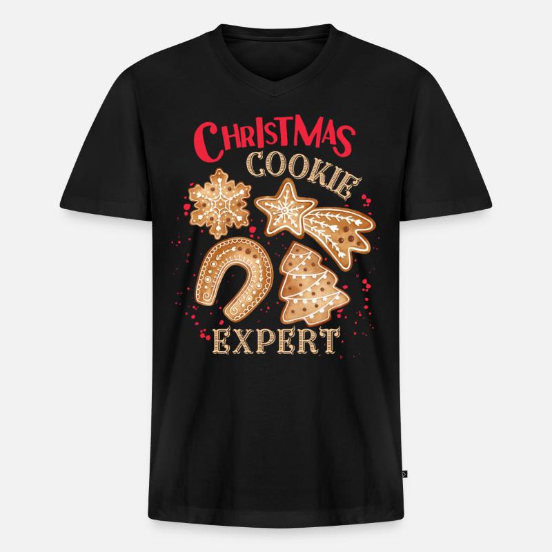 Weihnachtsplätzchen backen, Weihnachten, Lebkuchen - Männer Premium Bio T-Shirt mit V-Ausschnitt - Schwarz
