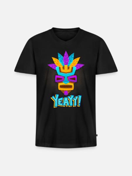 Aztecs, Mayan culture, tribal culture folklore mask - Men's Premium Organic T-shirt with V-neck - black