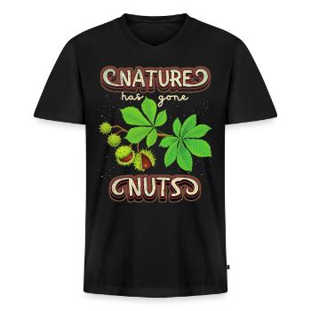 Autumn, Chestnut, Autumn, Environmental protection, Nature conservation - Men's Premium Organic T-shirt with V-neck - black - Front - Nico (187cm)