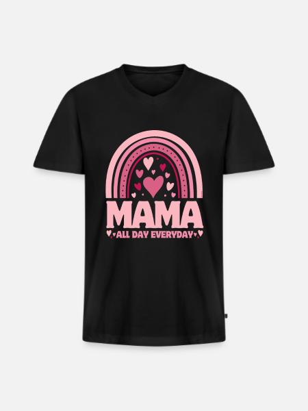 Mama all day everyday - Pink - Men's Premium Organic T-shirt with V-neck - black