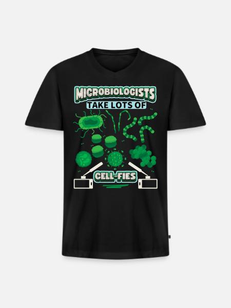 Microbiologist, Microbiology, funny saying, Pun - Men's Premium Organic T-shirt with V-neck - black