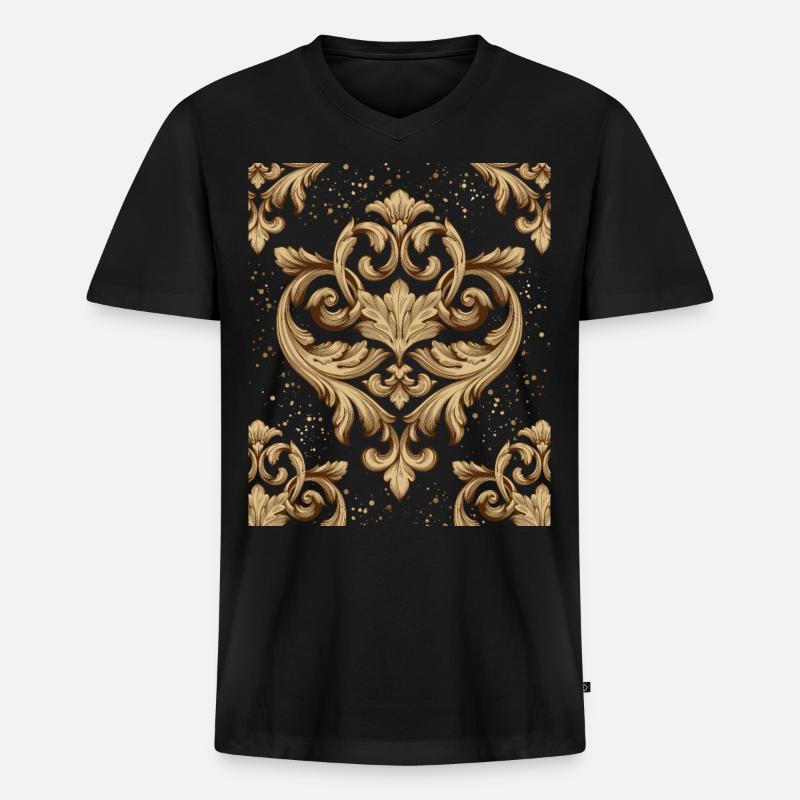 Barock, Barock-Design, Baroque Boho-Ornament - Männer Premium Bio T-Shirt mit V-Ausschnitt - Schwarz