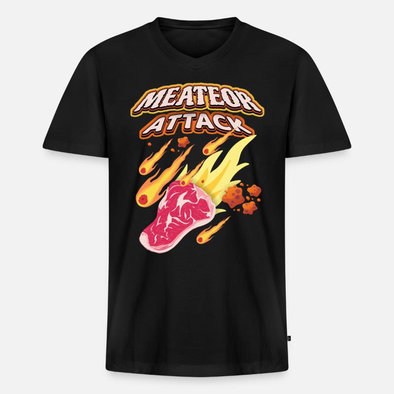 Steak, Fleisch, lustiger Spruch - Männer Premium Bio T-Shirt mit V-Ausschnitt - Schwarz