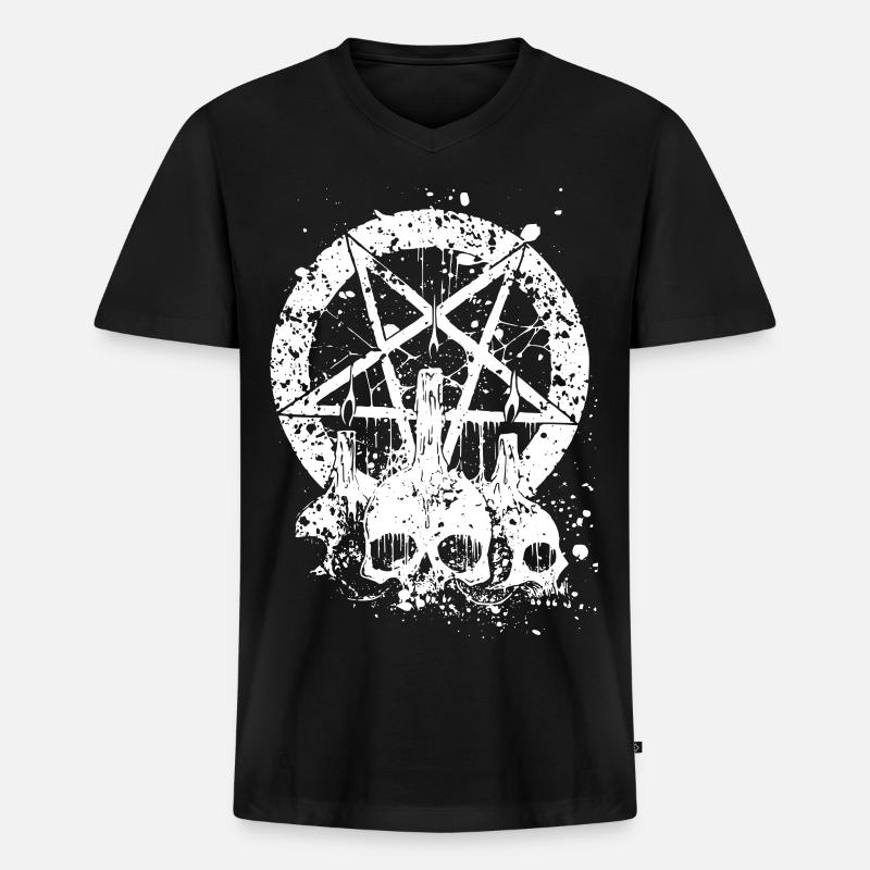 Gothic Skull - Männer Premium Bio T-Shirt mit V-Ausschnitt - Schwarz