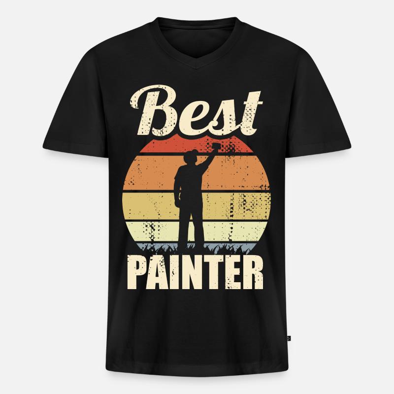 Bester Maler - Männer Premium Bio T-Shirt mit V-Ausschnitt - Schwarz
