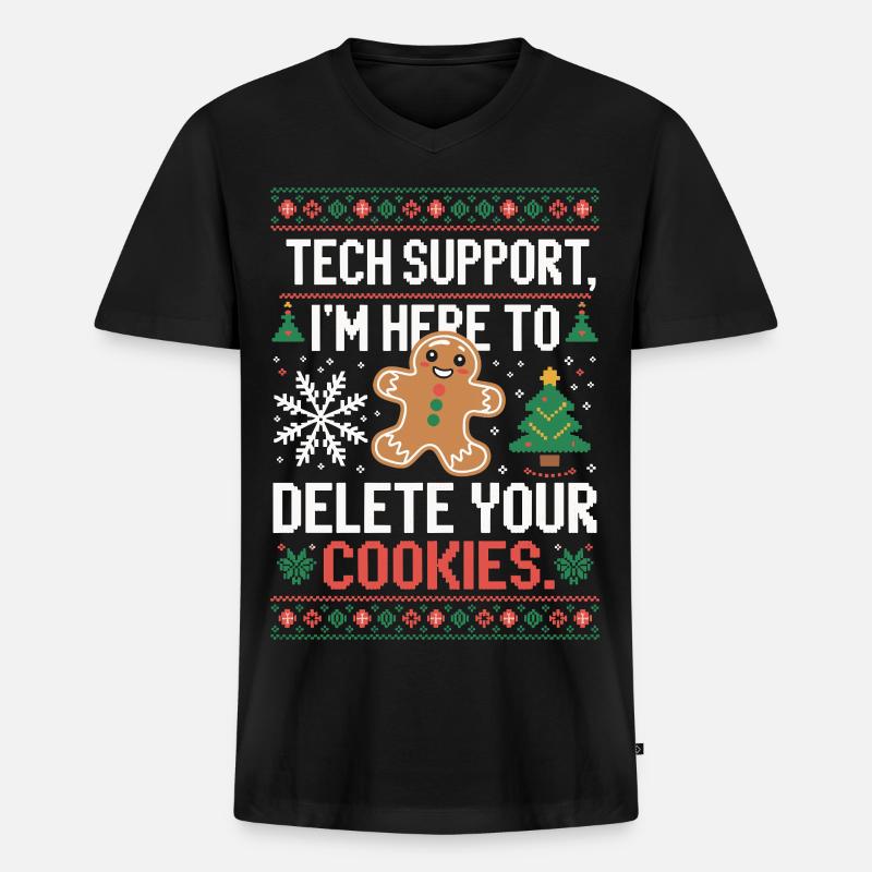 Tech Support Cookie Saying - Men's Premium Organic T-shirt with V-neck - black
