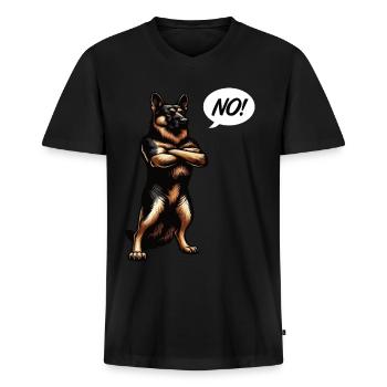 Pas de berger allemand Chiens de berger berger allemand - T-shirt encolure en V Premium bio Homme - noir - Devant - Nico (187cm)