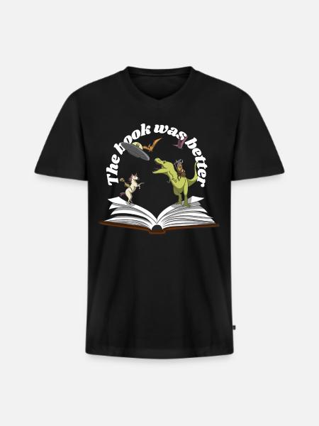 the book was better - Men's Premium Organic T-shirt with V-neck - black