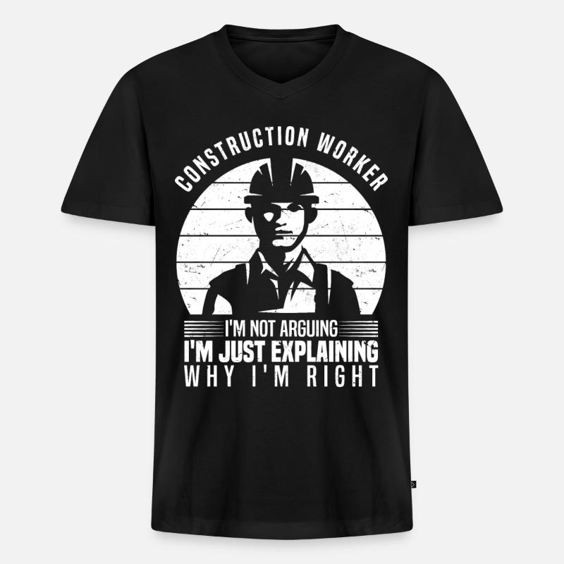 Bauarbeiter - Männer Premium Bio T-Shirt mit V-Ausschnitt - Schwarz