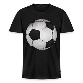 Football Sticker Classic - Men's Premium Organic T-shirt with V-neck - black - Front - Nico (187cm)