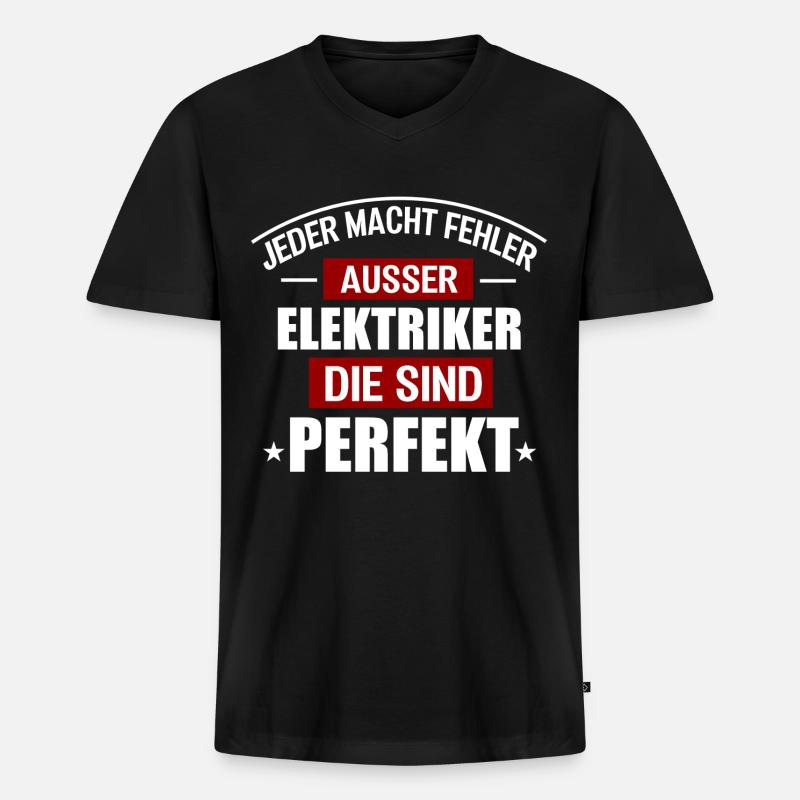 ELEKTRIKER - Männer Premium Bio T-Shirt mit V-Ausschnitt - Schwarz