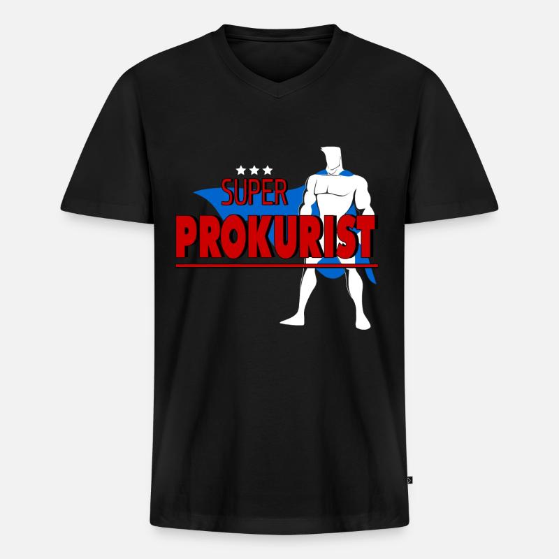 PROKURIST - Männer Premium Bio T-Shirt mit V-Ausschnitt - Schwarz